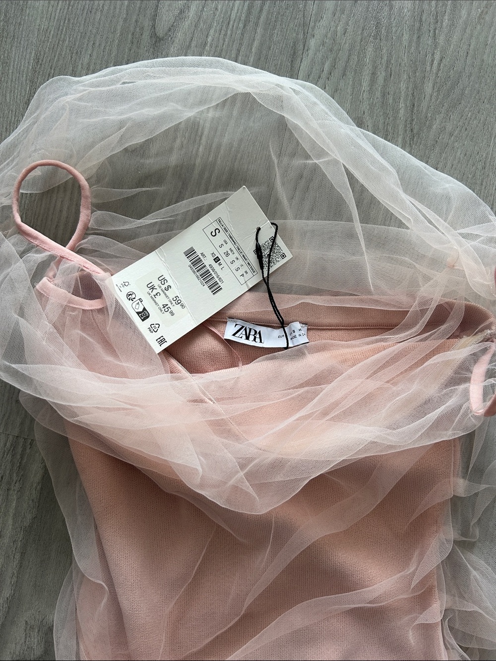 ZARA Dusty Pink Sheer Overlay Cami Top